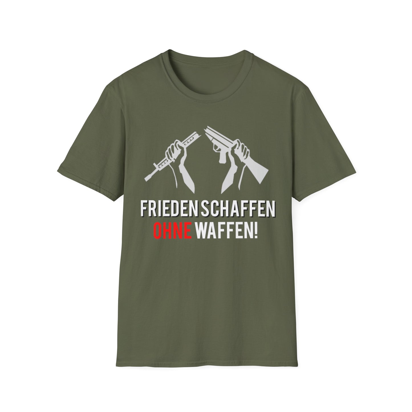 Unisex-T-Shirt „Frieden schaffen ohne Waffen“ – Für alle, die ein Zeichen für Frieden setzen möchten.