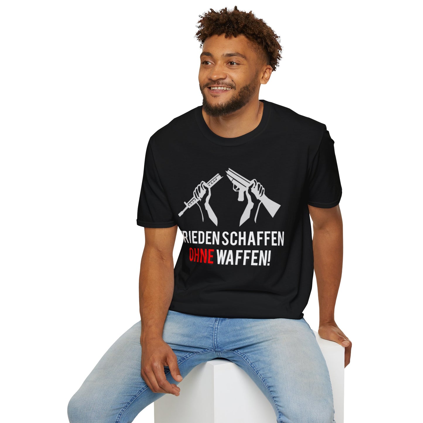 Unisex-T-Shirt „Frieden schaffen ohne Waffen“ – Für alle, die ein Zeichen für Frieden setzen möchten.