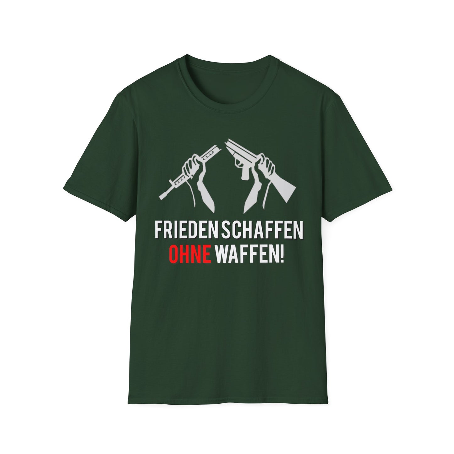 Unisex-T-Shirt „Frieden schaffen ohne Waffen“ – Für alle, die ein Zeichen für Frieden setzen möchten.